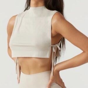JOAH BROWN - Sleeveless Side-Tie Crop Top in Light Beige